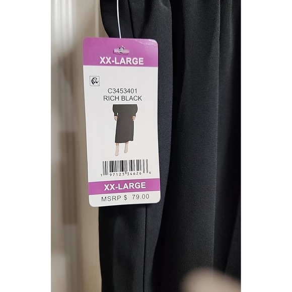 Vince Camuto XXL Large Elastic Waist Pull On Midi Pencil Skirt Black Lined - Picture 4 of 6